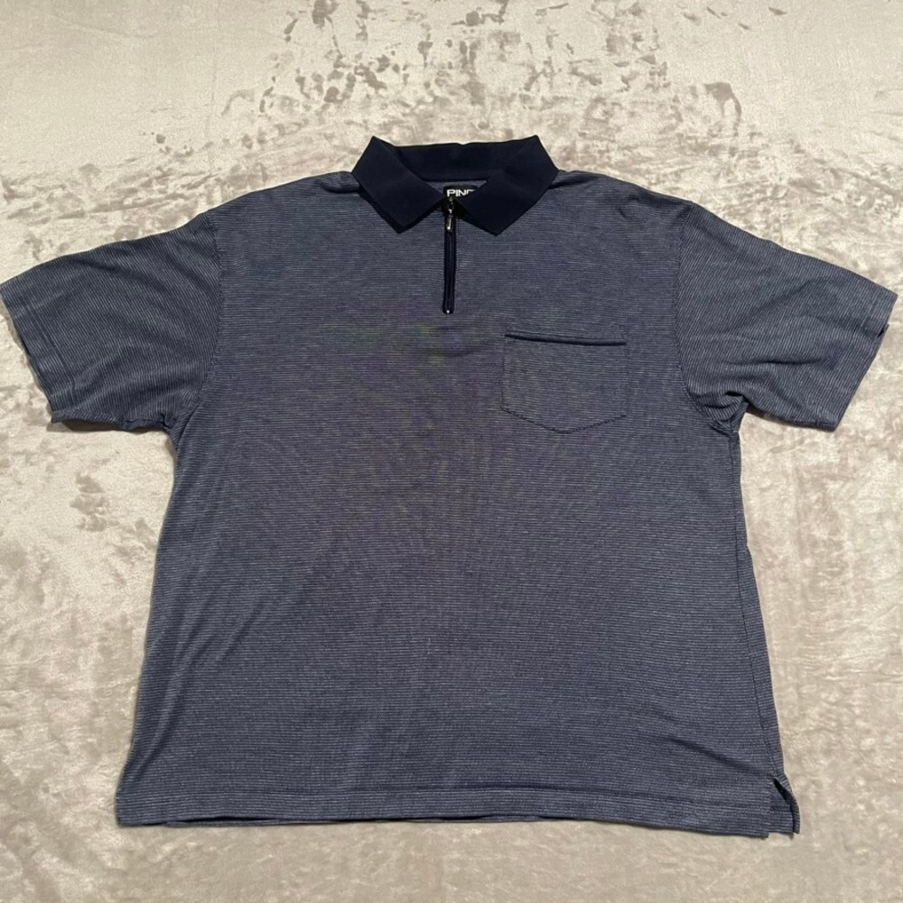 Ping Shirt‎ Mens XL Blue Golf Polo Mercerized Cotton Dry Fiber Short Sleeve UV